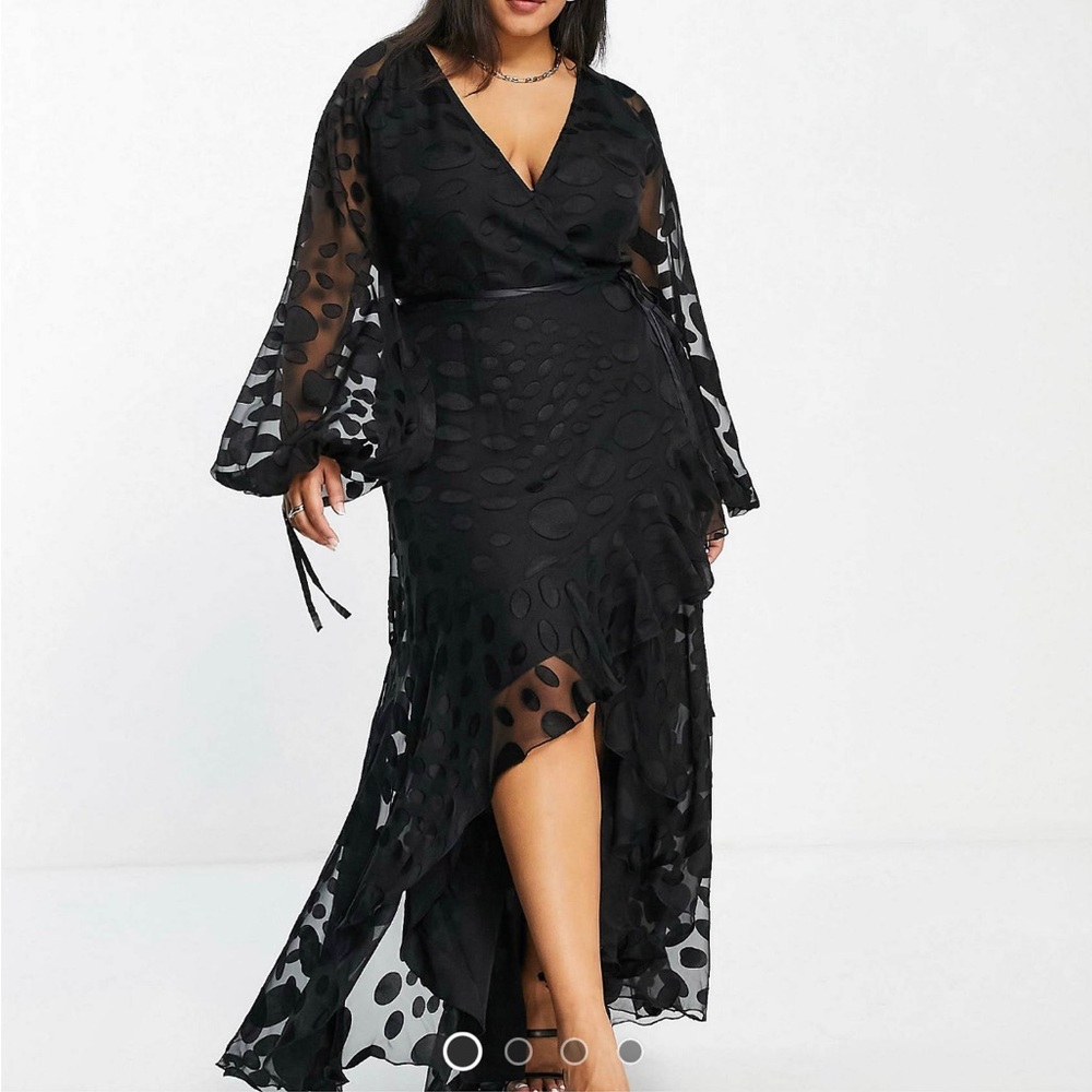 Plus size asymmetrical black dress